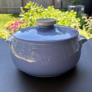 Hall China Rose Parade Blue Casserole Dish with Lid 1259 Vintage MCM Made in USA